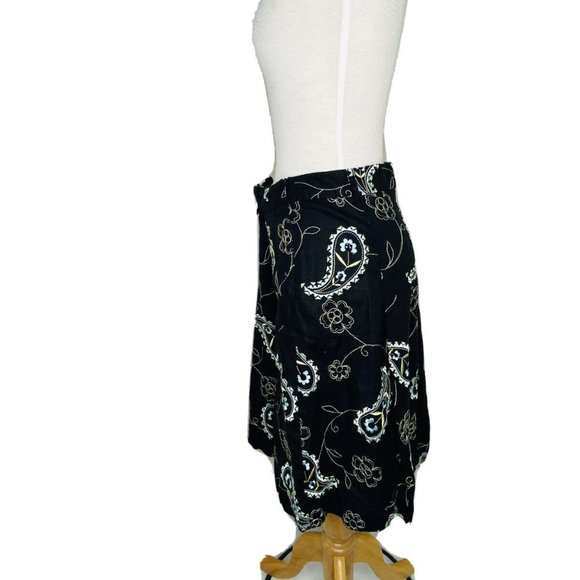 GRACE Elements Skirt Black Linen Paisley Embroider - Picture 2 of 8